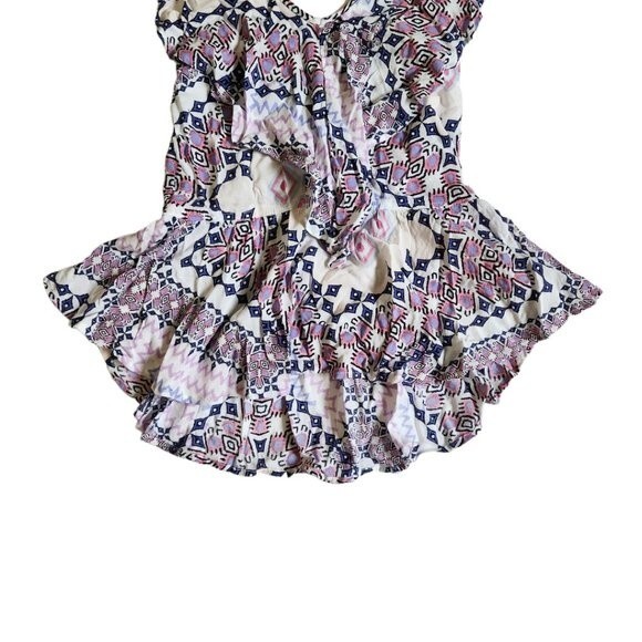 Express Pink Blue White Multicolor Geometric Print Ruffle Neck Halter Top XS - Picture 5 of 10